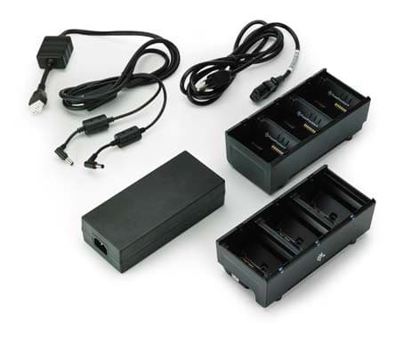 Zebra 3-Slot Battery Charger Connected via Y Cable - Batterilader - utgangskontakter: 3 - Storbritannia (en pakke 2) - for QLn 220, 220 Healthcare, 3