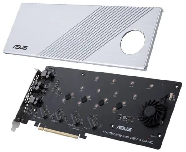ASUS HYPER M.2 X16 GEN 4 CARD - Grensesnittsadapter - M.2 - Expansion Slot to M.2 - M.2 Card - PCIe 4.0 x16 Sølv