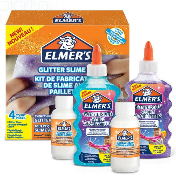 Elmer's "Glitter Slime Kit", pink and purple glitter glue 177ml each
