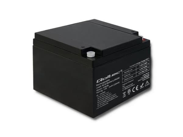Qoltec AGM battery - UPS-batteri - 1 x batteri - blysyre - 24 Ah
