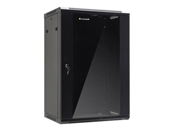 Netrack - Rack skap - veggmonterbar - svart - 18U - 19"
