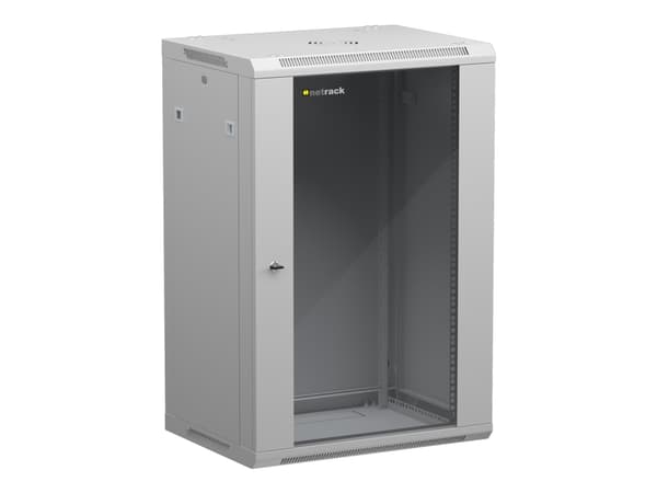 Netrack - Rack skåp - väggmontering, overhang mountable - grå - 18U - 19"
