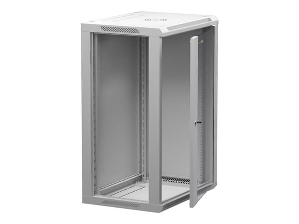 Netrack - Rack skåp - väggmontering, overhang mountable - grå - 18U - 19"