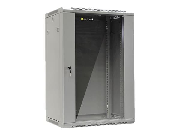 Netrack - Rack skåp - väggmontering, overhang mountable - grå - 18U - 19"