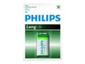 Miniatyrbild 1 av 5: Philips LongLife 6F22L1B - Batteri 9V - Kolzink