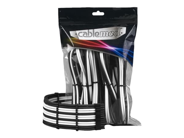 CableMod PRO Series ModMesh - Skjøteledningskabelsett - formstøpt - svart, hvit