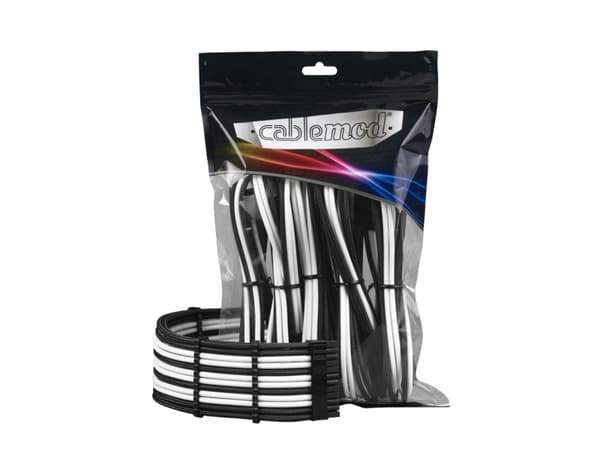 CableMod PRO Series ModMesh - Skjøteledningskabelsett - formstøpt - svart, hvit