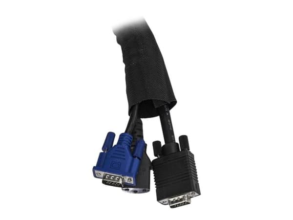 StarTech.com 15' (4.6m) Cable Management Sleeve, Flexible Coiled Cable Wrap, 1-1.5" diameter Expandable Sleeve, Polyester Cord Manager/Protector/Conc
