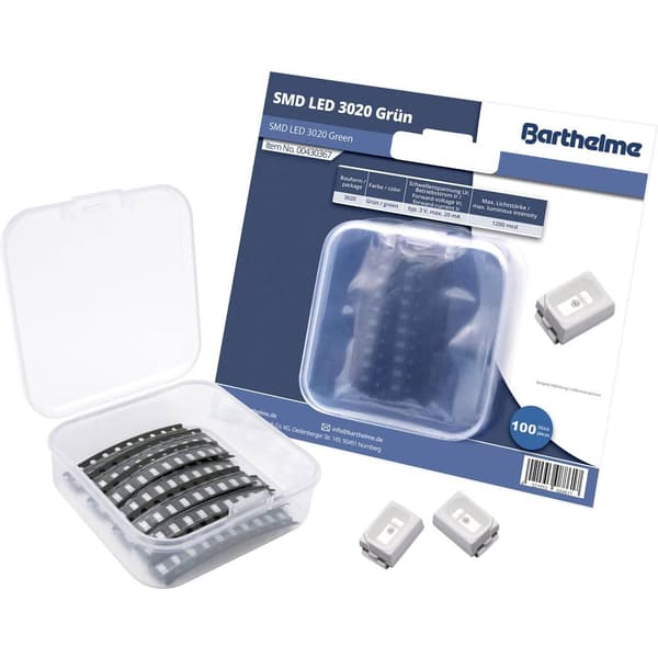 Barthelme SMD-LED-Set 3020 Grön 1200 mcd 120 ° 20 mA 3 V 100 st Bulk
