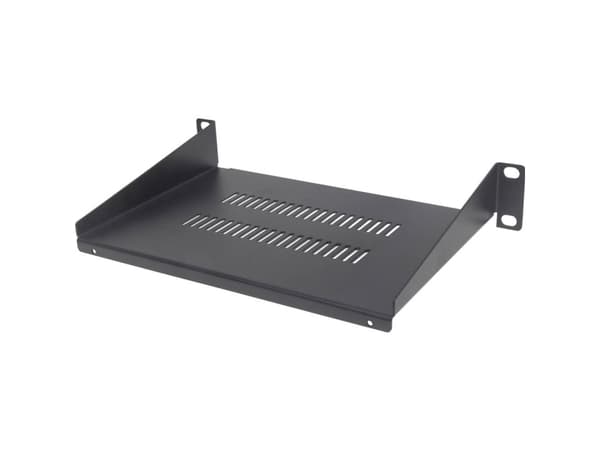 Intellinet 714839, Hylla till rackskåp, Svart, Stål, 25 kg, 1U, 25,4 cm (10")