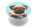 Miniatyrbild 1 av 5: PopSockets Swappable PopGrip - Fingergrepp/vikbart ställ för mobiltelefon - Studious Stu - pug in plaid with sunglasses