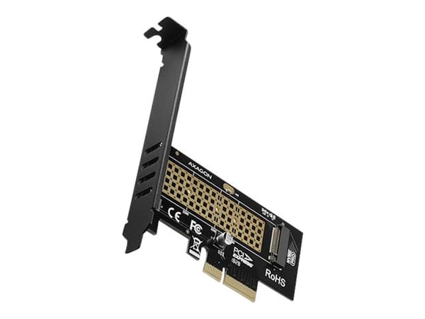 AXAGON PCEM2-N - Lagringskontroller - M.2 - M.2 NVMe-kort - lav profil - PCIe 3.0 x4 Sort, Gull