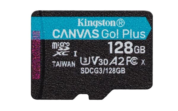 Kingston Canvas Go! Plus - Flash-minneskort - 128 GB - A2 / Video Class V30 / UHS-I U3 / Class10 - mikroSDXC UHS-I