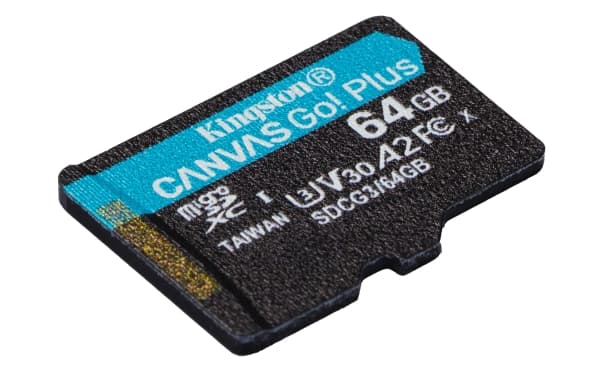 Kingston Canvas Go! Plus - Flash-minneskort - 64 GB - A2 / Video Class V30 / UHS-I U3 / Class10 - mikroSDXC UHS-I