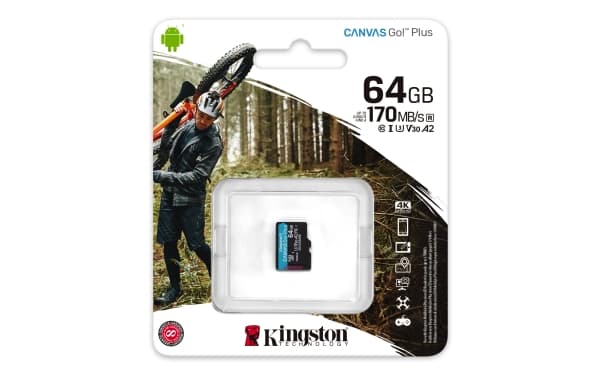 Kingston Canvas Go! Plus - Flash-minneskort - 64 GB - A2 / Video Class V30 / UHS-I U3 / Class10 - mikroSDXC UHS-I