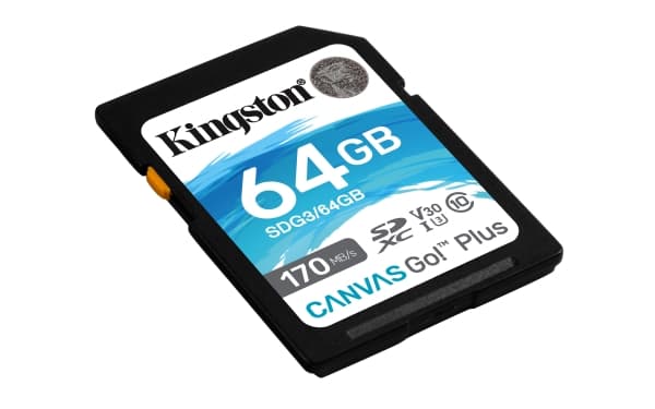 Kingston Canvas Go! Plus - Flash-minneskort - 64 GB - Video Class V30 / UHS-I U3 / Class10 - SDXC UHS-I