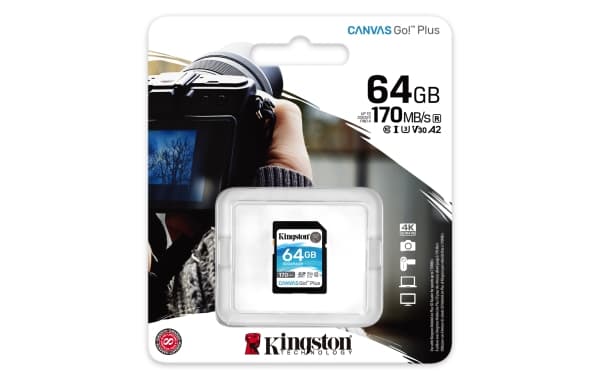 Kingston Canvas Go! Plus - Flash-minneskort - 64 GB - Video Class V30 / UHS-I U3 / Class10 - SDXC UHS-I
