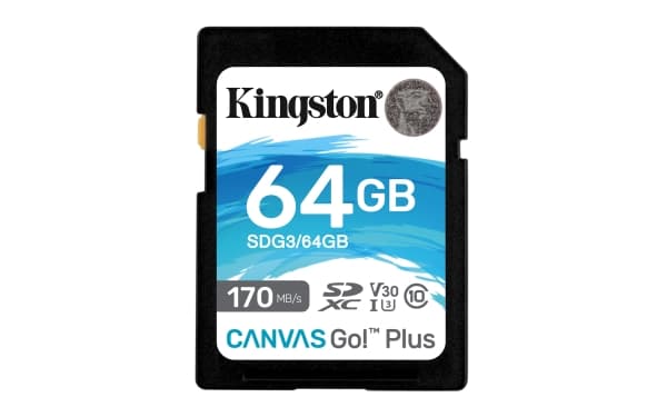 Kingston Canvas Go! Plus - Flash-minneskort - 64 GB - Video Class V30 / UHS-I U3 / Class10 - SDXC UHS-I