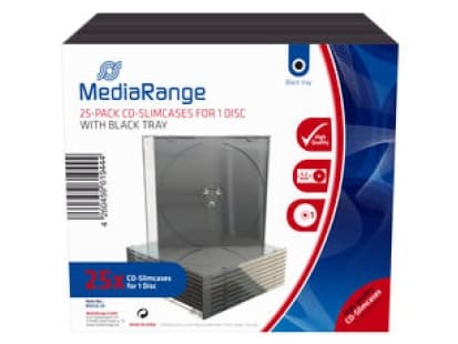 MediaRange BOX32-25, Slimline, 1 disker, Sort, Gjennomsiktig, Plast, 5,2 mm, 25 stykker