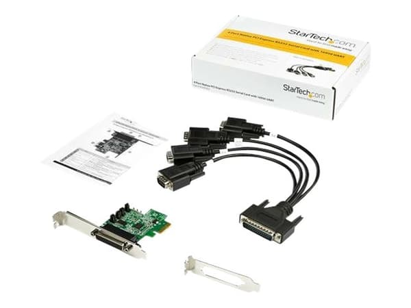 StarTech.com 4-port PCI Express RS232 Serial Adapter Card, PCIe RS232 Serial Host Controller Card, PCIe to Serial DB9 Card, 16950 UART, Desktop Expan