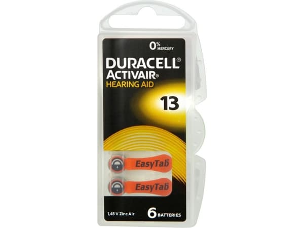 Duracell Hearing Aid - Batteri 6 x 13 - oransje