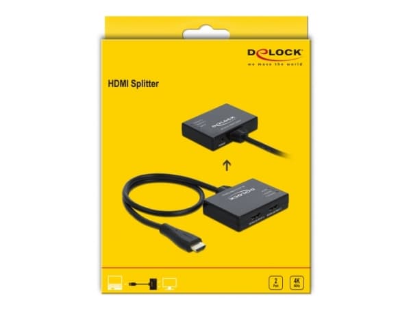 Delock - Video/lyd-splitter - 2 x HDMI - stasjonær