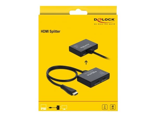 Delock - Video/lyd-splitter - 2 x HDMI - stasjonær