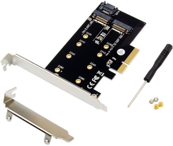 MicroConnect - Gränssnittsadapter - M.2 - M.2 NVMe Card - PCIe 3.0 x4, SATA 6Gb/s - Black silver