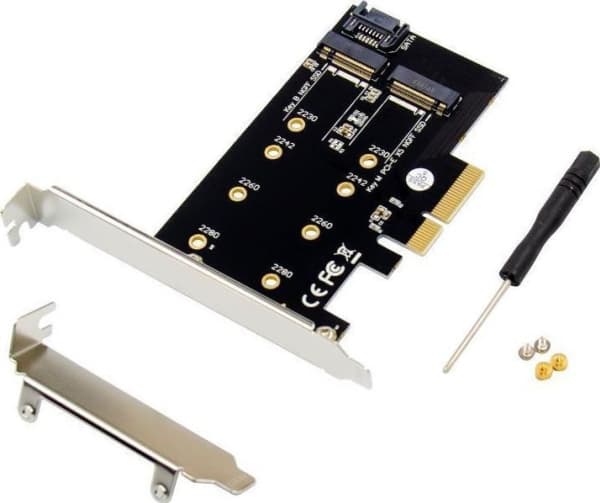 MicroConnect - Gränssnittsadapter - M.2 - M.2 NVMe Card - PCIe 3.0 x4, SATA 6Gb/s - Black silver