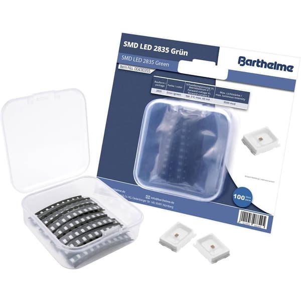 Barthelme SMD-LED-Set 2835 Grön 1500 mcd 120 ° 60 mA 3 V 100 st Bulk