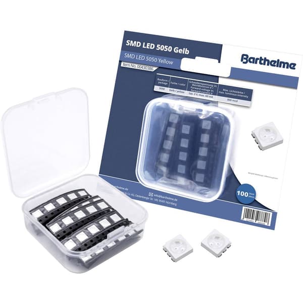 Barthelme SMD-LED-Set 5050 Gul 800 mcd 120 ° 60 mA 2 V 100 st Bulk