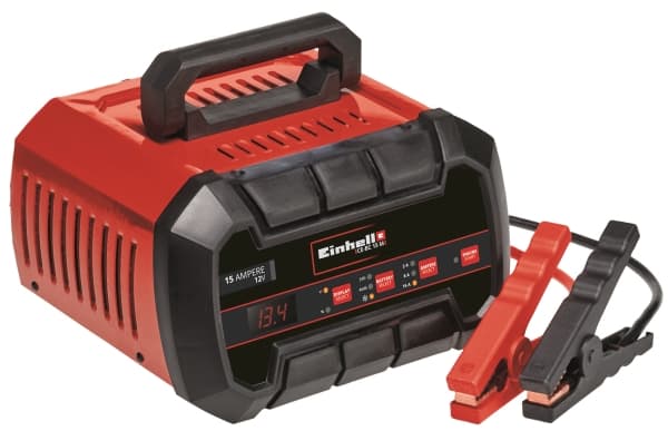 Einhell CE-BC 15 M, 12 V, 230 V, 50 Hz, LED, Overlading, Kortslutning, Sort, Rød