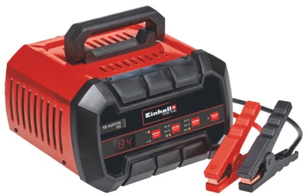 Einhell CE-BC 15 M, 12 V, 230 V, 50 Hz, LED, Overlading, Kortslutning, Sort, Rød
