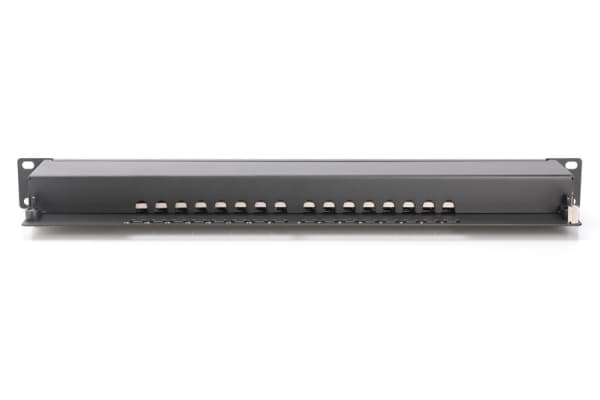 DIGITUS Professional DN-91616S-B - Koblingspanel - rackmonterbar - CAT 6 - STP - RJ-45 X 16 - svart, RAL 9005 - 1U - 19"