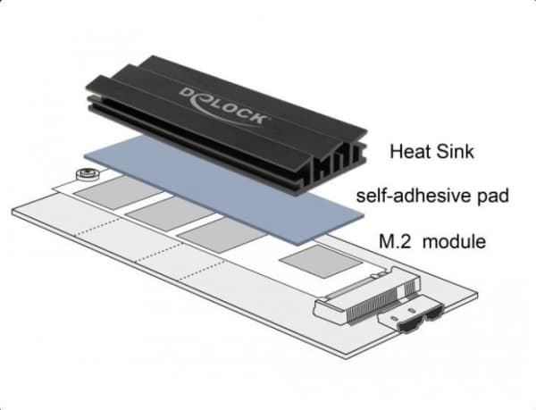 Delock - Heatsink for solid state disk - svart