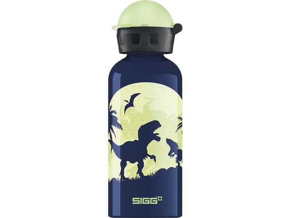 SIGG Kids Water Bottle Glow Moon Dinos, 0,4 l, Blå, Gult, Aluminium, 6,6 cm, 197 mm, 112 g