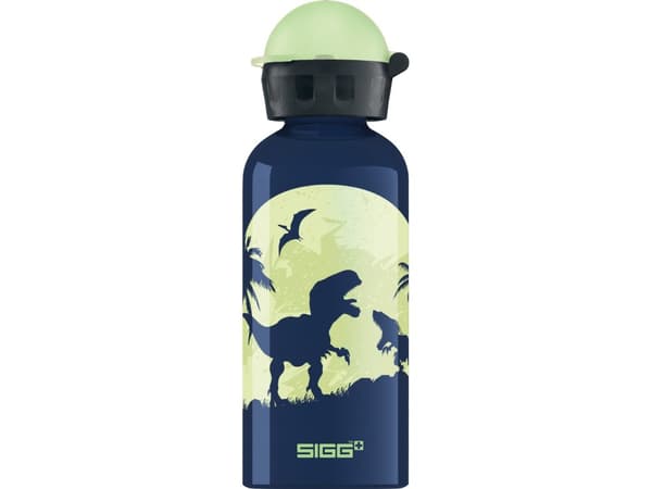 SIGG Kids Water Bottle Glow Moon Dinos, 0,4 l, Blå, Gult, Aluminium, 6,6 cm, 197 mm, 112 g