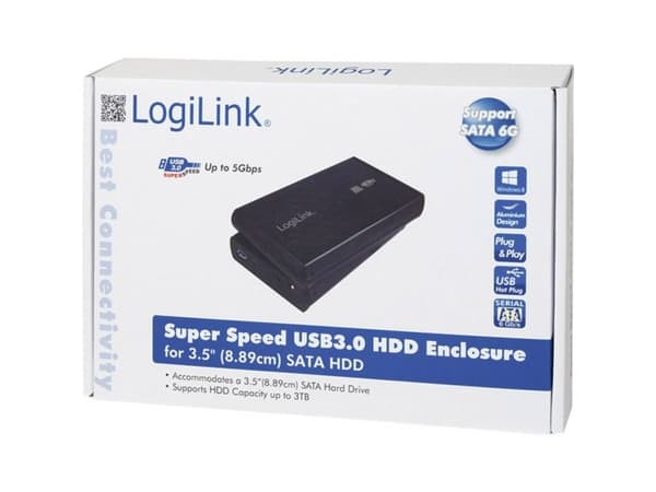 LogiLink kotelo 3,5 tuuman S-SATA HDD USB 3.0 Alu - Lagringspakning - 3.5" - SATA 3Gb/s - USB 3.0