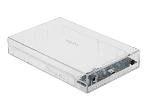 DeLOCK 42623, HDD-/SSD-kotelo, 2.5/3.5", Serial ATA III, Hot-swap, USB-liitettävyys, Läpinäkyvä