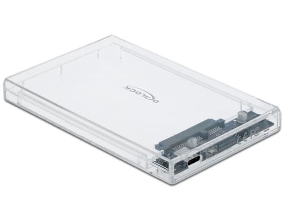 DeLOCK 42621, HDD-/SSD-kotelo, 2.5", Serial ATA III, Hot-swap, USB-liitettävyys, Läpinäkyvä