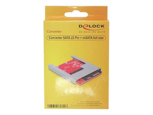 Delock Converter SATA 22 pin > mSATA with 2.5" Frame - Grensesnittsadapter - mSATA - mSATA - SAS 6Gb/s, SATA 6Gb/s