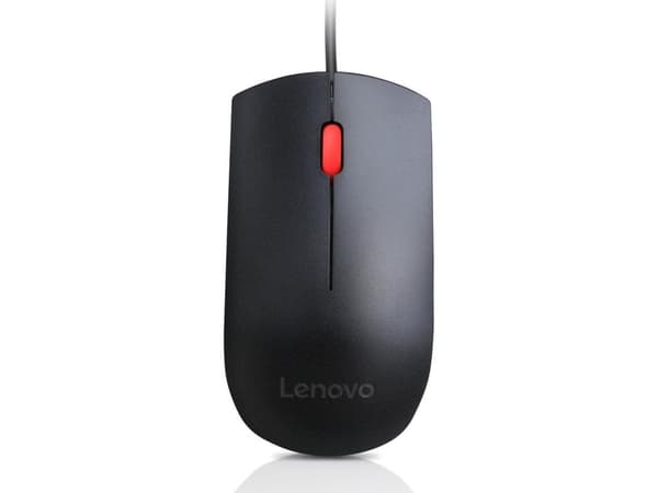 Lenovo Essential - Mus - höger- och vänsterhänta - optisk - 3 knappar - kabelansluten - USB - svart - FRU
