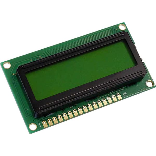 Display Elektronik LCD-display Gulgrön 16 x 2 Pixel (B x H x D) 65.5 x 36.7 x 9.6 mm