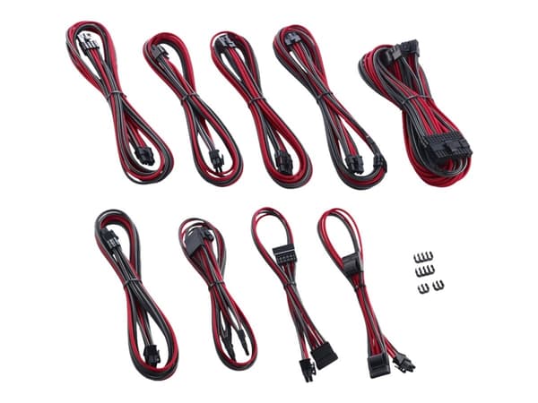 CableMod PRO Series ModMesh C-Series AXi, HXi & RM Cable Kit - Strømkabelsett - formstøpt - rød, karbon