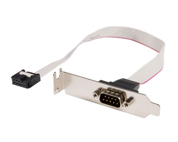 StarTech.com 9 Pin Serial Male to 10 Pin Motherboard Header LP Slot Plate - Serial panel - DB-9 (M) to 10 pin IDC (F) - 9.1 in - gray - PLATE9MLP - S