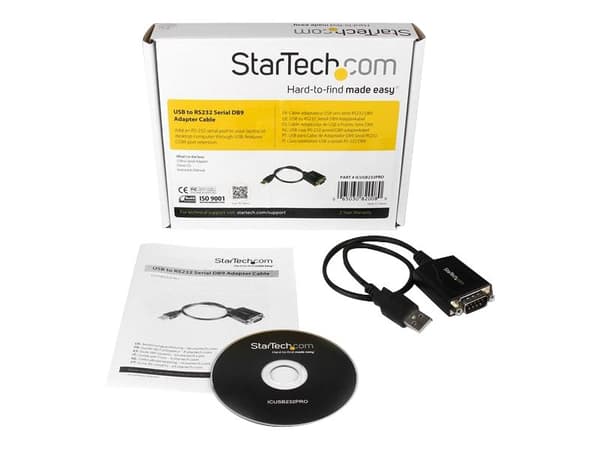 StarTech.com 30 cm USB till RS232 seriell DB9 kabeladapter med COM-retention - Seriell adapter - USB - RS-232 - svart