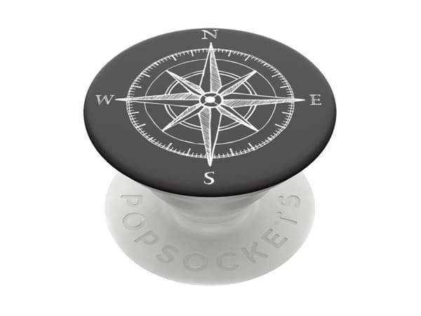 PopSockets Swappable PopGrip - Fingergrep/stativ for mobiltelefon, nettbrett - Kompass - svart, hvit