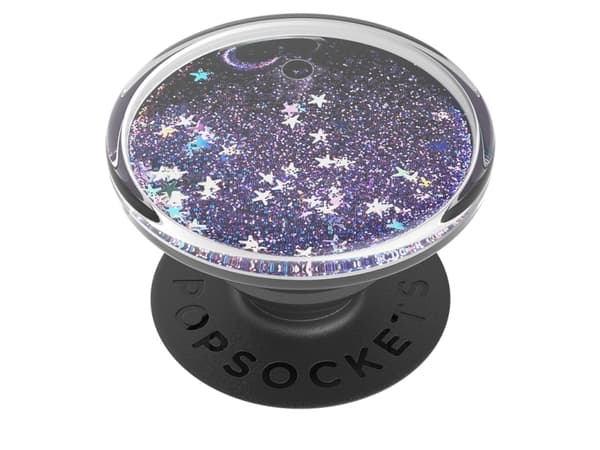 PopSockets Swappable PopGrip - Fingergrepp/vikbart ställ för mobiltelefon - Tidepool Galaxy Purple - purple glitter floating in liquid