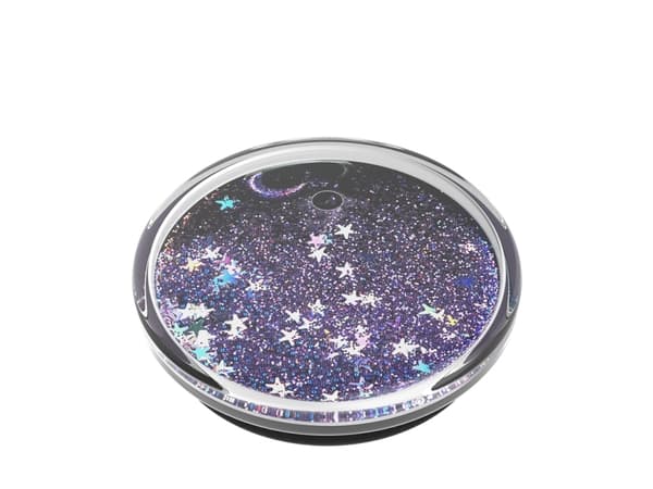 PopSockets Swappable PopGrip - Fingergrepp/vikbart ställ för mobiltelefon - Tidepool Galaxy Purple - purple glitter floating in liquid