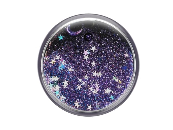 PopSockets Swappable PopGrip - Fingergrepp/vikbart ställ för mobiltelefon - Tidepool Galaxy Purple - purple glitter floating in liquid
